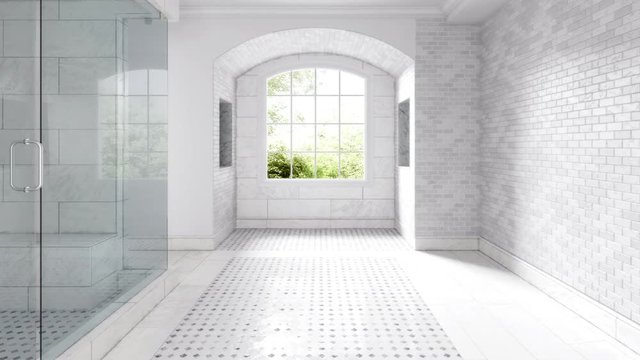 Renovation of an old building bathroom 02 - 3d visualization (4k UHD loopable)