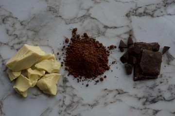 cocoa butter, dark chocolate, cocoa powder