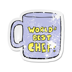 distressed sticker of a worlds best chef mug