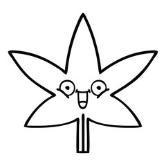 line drawing cartoon marijuana leaf