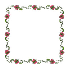 Vector illustration design leaf flower frame hand drawn