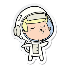 sticker of a cartoon confident astronaut