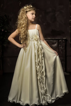 Princess Blonde In White Victorian Dress