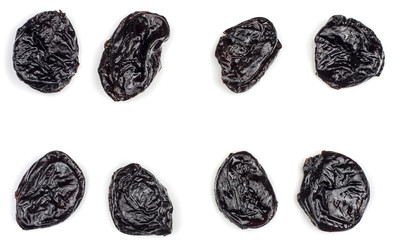 Prune isolated on white background, top view