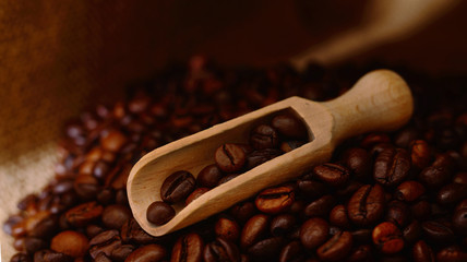 Roasted coffee beans.