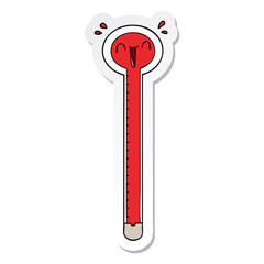 sticker of a cartoon thermometer laughing