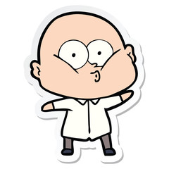 sticker of a cartoon bald man staring
