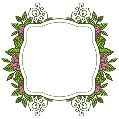 Vector illustration pink flower frames blooms hand drawn