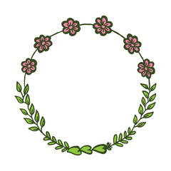 Vector illustration shape leaf flower frame hand drawn