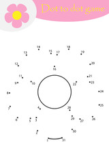 Flower in cartoon style, dot to dot game, coloring page, education numbers game for the development of children, kids preschool activity, printable worksheet, vector illustration