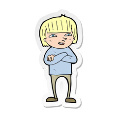 sticker of a cartoon happy person