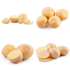 Stacks of potato isolated on white background