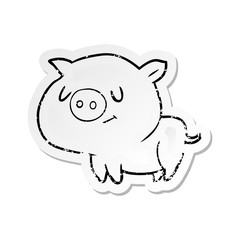 distressed sticker of a cartoon pig