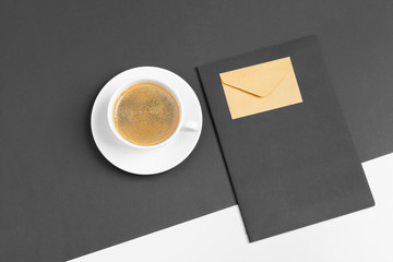 Obraz na płótnie Canvas modern hipster style stationery mockup with various paper items, office supplies