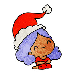 christmas textured cartoon of kawaii girl