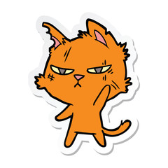 sticker of a tough cartoon cat