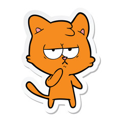 sticker of a bored cartoon cat