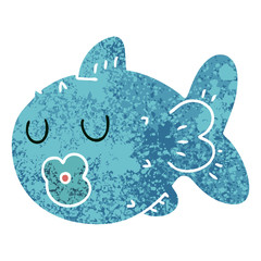 quirky retro illustration style cartoon fish