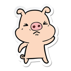 Obraz na płótnie Canvas sticker of a cartoon grumpy pig