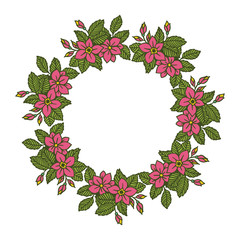 Vector illustration greeting card with leaf floral frame art hand drawn