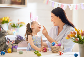 Family preparing for Easter