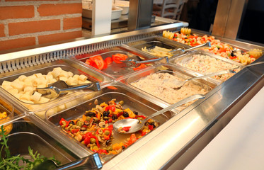 restaurant with many  foods
