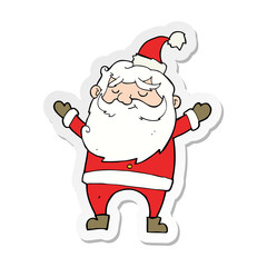 sticker of a cartoon happy santa claus