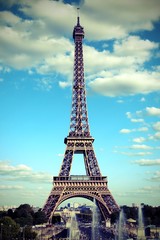 Fototapeta premium Paris in France and the Eiffel Tower with old toned effect