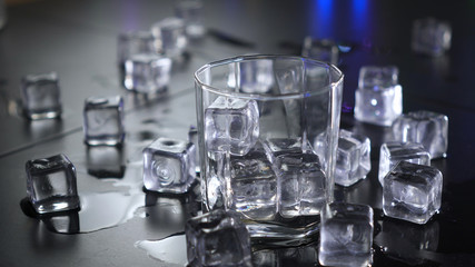 Ice cubes in clear glass