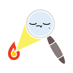 flat color retro cartoon magnifying glass