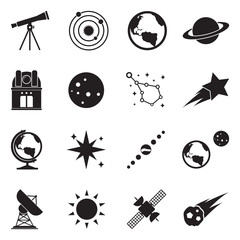 Astronomy Icons. Black Flat Design. Vector Illustration.  © andrej