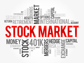 Stock Market word cloud collage, business concept background