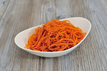Asian (korean) carrot salad with spices and garlic.
