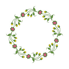 Vector illustration beauty pink flower frame hand drawn