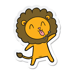 sticker of a happy cartoon lion