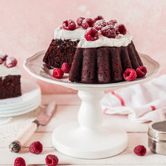 Sliced Chocolate Raspberry Cake