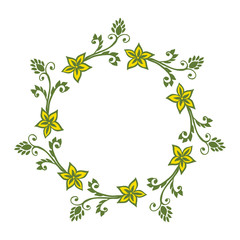 Fototapeta premium Vector illustration decorative yellow flower frame hand drawn