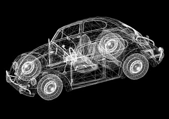 Naklejka premium Retro Car Concept Architect Blueprint 
