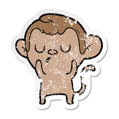 distressed sticker of a cartoon monkey