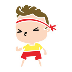 cartoon kawaii working out boy