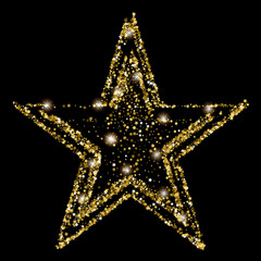 Golden glitter star of many small stars.