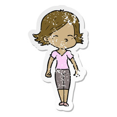 distressed sticker of a cartoon woman