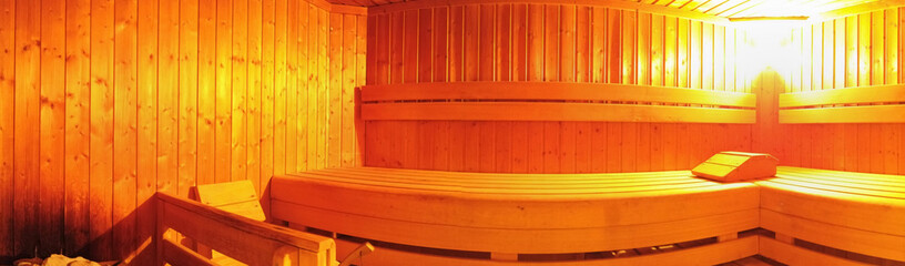 Fototapeta na wymiar Panorama einer kleinen Sauna