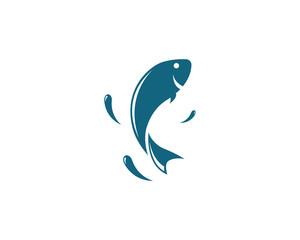 Fish logo template. Creative vector symbol of fishing club or online 