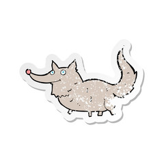 retro distressed sticker of a cartoon little wolf