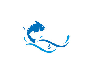 Fish logo template. Creative vector symbol of fishing club or online 