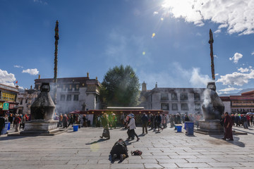 View of The Jokhang (also known as the Qoikang Monastery, Jokang, Jokhang Temple, Jokhang Monastery...