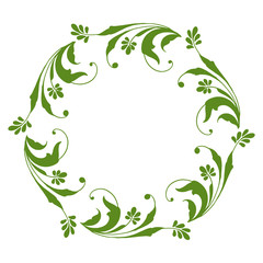 Vector illustration frame flower leaf orange and green hand drawn