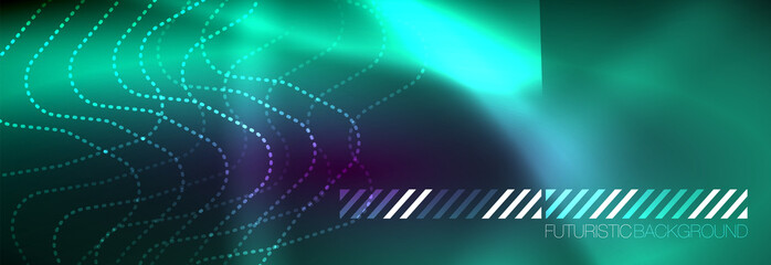 Glowing neon abstract lines, techno futuristic template