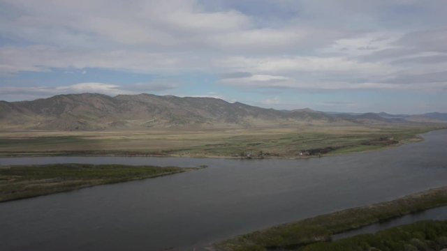 great panorama of the wild Siberian river